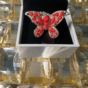 LIA SOPHIA SILVER & PINK COSTUME JEWELY RING